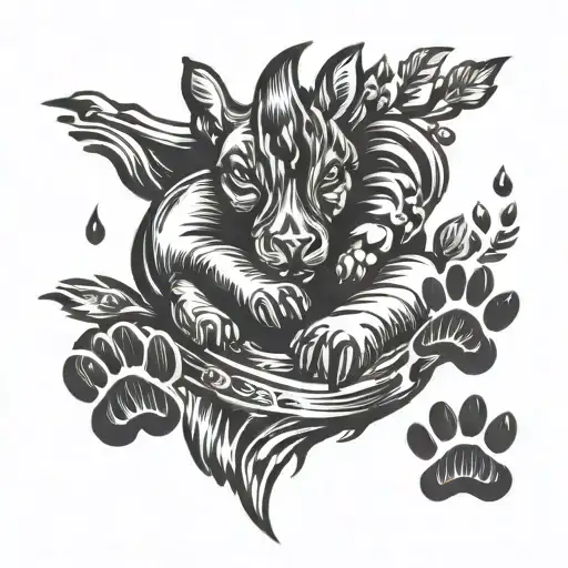 cat paw print dog paw print cow hoof print and pony hoof print path to rainbow bridge  tattoo design idea