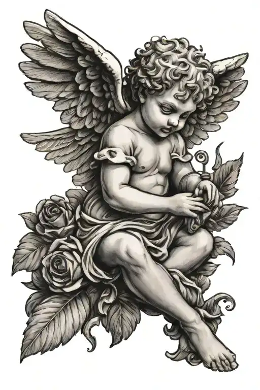 cherub angel tattoo design idea