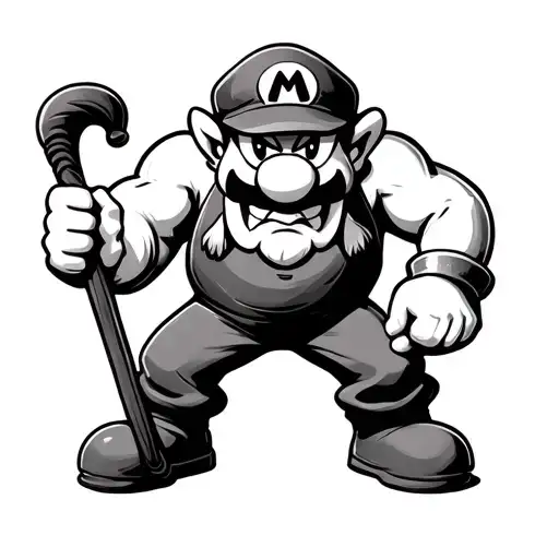 Wario holding a cane tattoo design idea