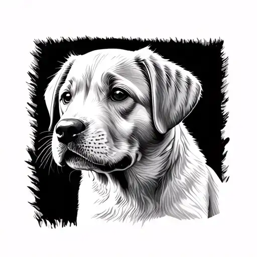 golden lab puppy tattoo design idea