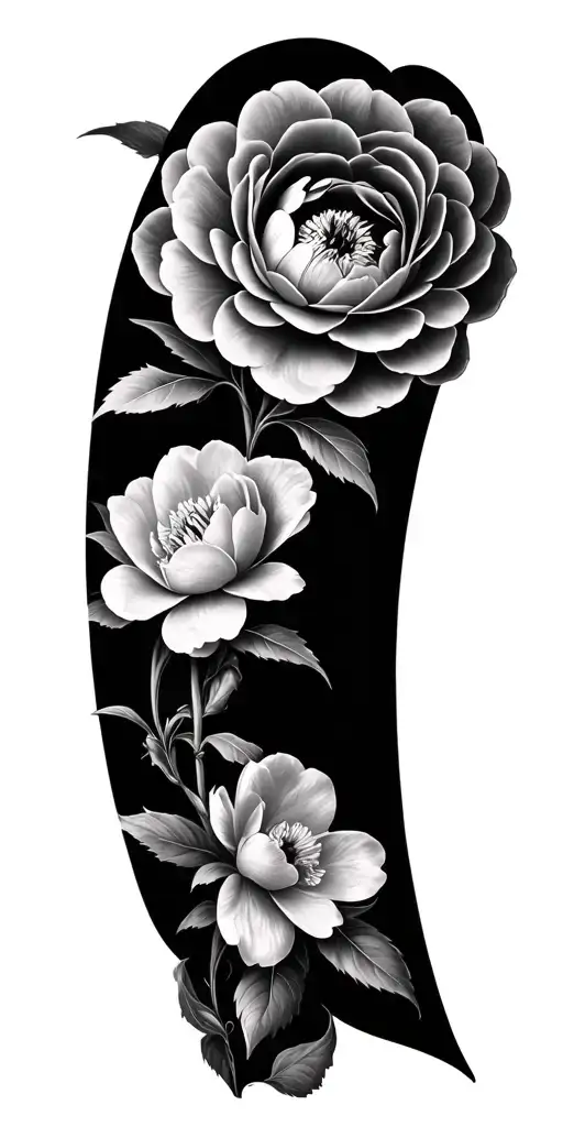 camellia flowers tattoo design idea