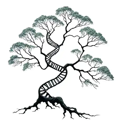 Tree dna strand intertwined tattoo design idea