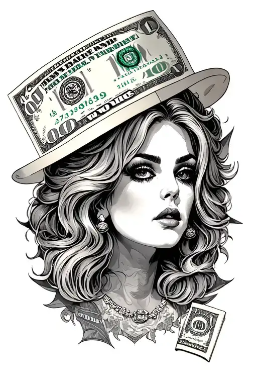 cash whore tattoo design idea