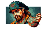 Omerta Jerry with closed tattoo design idea