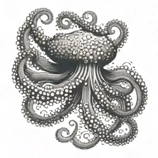 The octopus's tentacles stretch from the bottom up. The jellyfish swims on top. tattoo design idea