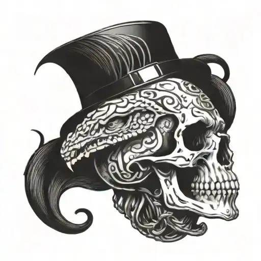 A skull wearing a Harley Davidson helmet surrounded by snakes tattoo design idea