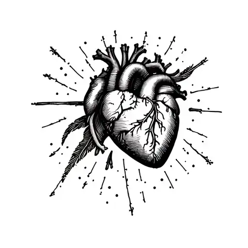 heart existing outside of body simple tattoo design idea