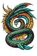 aztec feathered snake coiled tattoo design idea