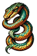aztec feathered snake coiled tattoo design idea