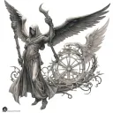 A combination of a reaper and arch angel symbolizing the balance between life and death tattoo design idea