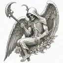 A combination of a reaper and arch angel symbolizing the balance between life and death tattoo design idea