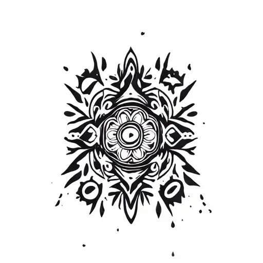 back tribal tattoo integrating Cherokee symbols of strength, family, courage, protection, good luck, positive energy tattoo design idea