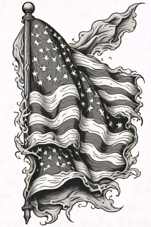 american flag skin rip tattoo design idea