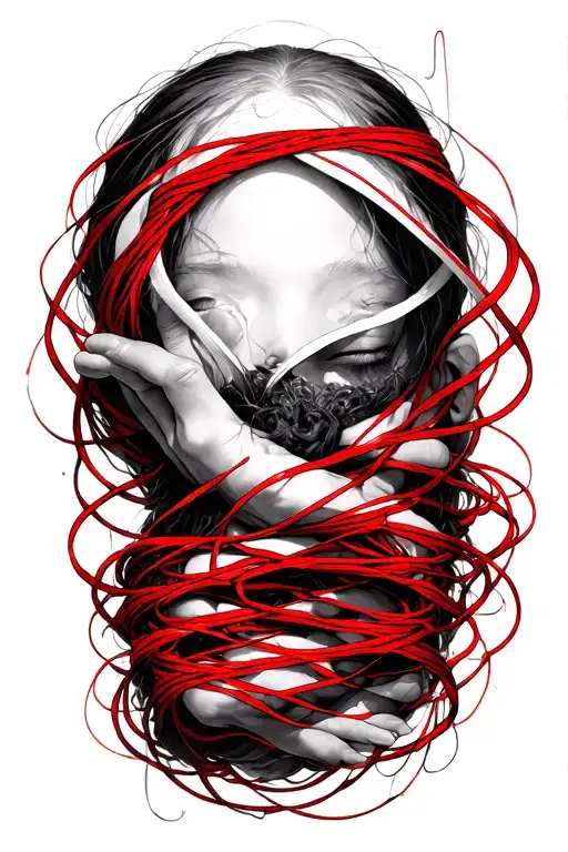 red string theory interwoven tattoo design idea