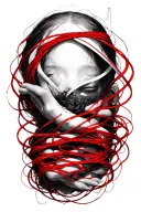 red string theory interwoven tattoo design idea