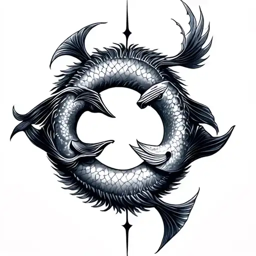 Sagittarius and Pisces zodiac sign tattoo design idea