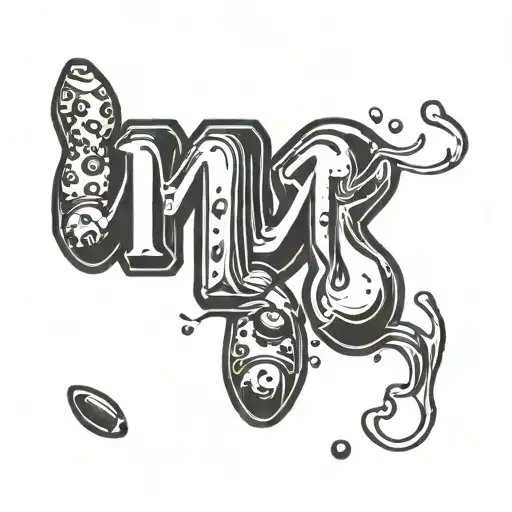 spilled ink tattoo creating the word m&m  tattoo design idea