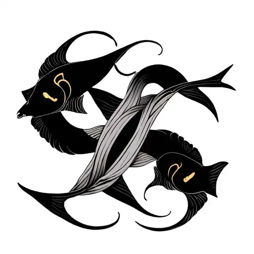 Pisces and libra zodiac sign intertwined tattoo design idea