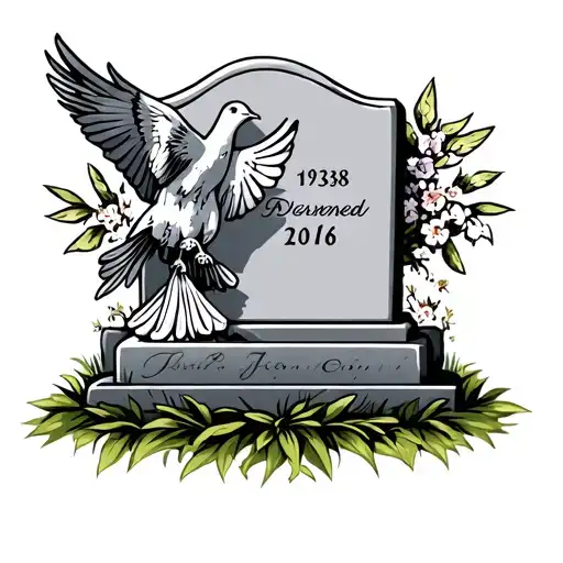 grave with dates born 1938 passed away 2016 with dove tattoo design idea