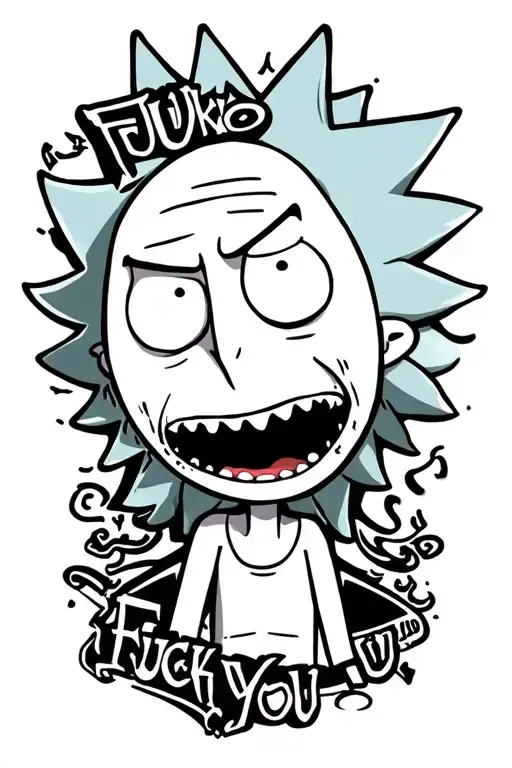 rick n morty fuck you tattoo design idea