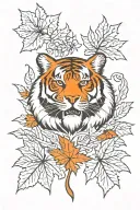 tiger head, eagle, maple leafs tattoo design idea