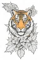 tiger head, eagle, maple leafs tattoo design idea