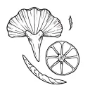 1 sharks tooth, scallop shell, and a sand dollar pattern  tattoo design idea