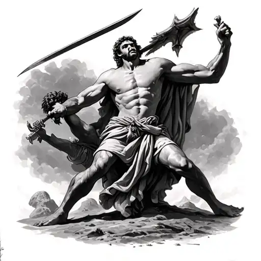 David slaying Goliath tattoo design idea