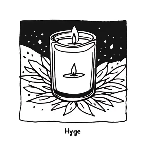 hygge candle burning tattoo design idea