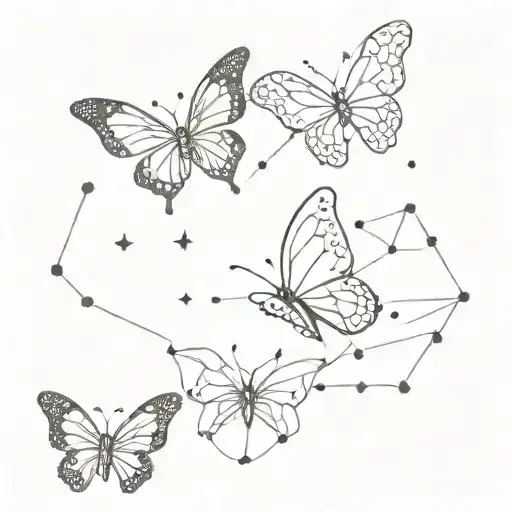 butterfly with star constellation tattoo design idea