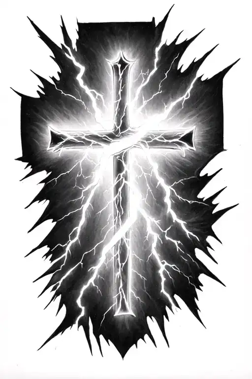 cross shape lightning tattoo design idea