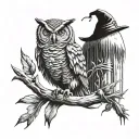 scarecrow and owl tattoo design idea