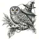 scarecrow and owl tattoo design idea