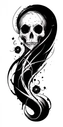 High contrast brush-like strokes dark aesthetic surrealist gothic blackwork otherworldly ornamental abstract sigilism tattoo design idea