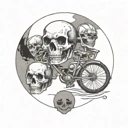 skull and bikes music moon tattoo design idea
