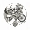 skull and bikes music moon tattoo design idea