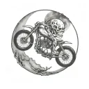 skull and bikes music moon tattoo design idea