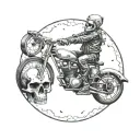 skull and bikes music moon tattoo design idea
