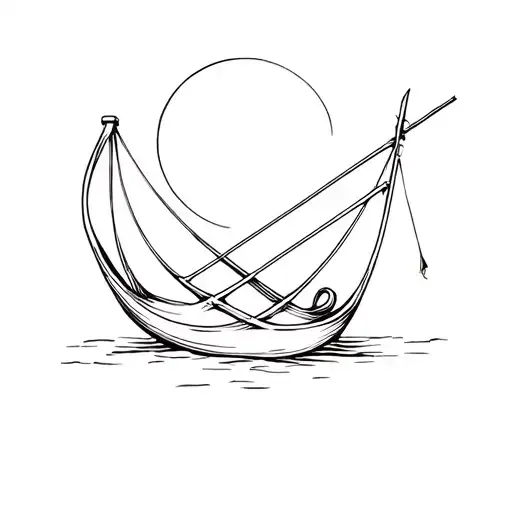 Gondola of unique and fine, bottomless stroke, with a golleto. Only a line that forms the tattoo tattoo design idea