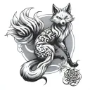 nine tailed fox tattoo design idea