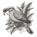 mourning dove with umbrella tattoo design idea