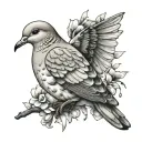 mourning dove with umbrella tattoo design idea