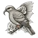 mourning dove with umbrella tattoo design idea