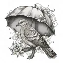 mourning dove with umbrella tattoo design idea