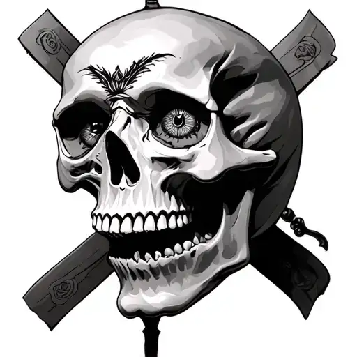 skull with 3rd eye tattoo design idea