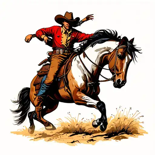 Cowboy On A Horse bucking tattoo design idea