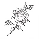 single line rose continue tattoo design idea