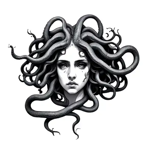 Medusa snakes on head tattoo design idea