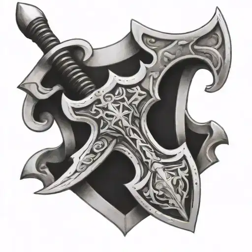 Templar sword and shield tattoo design idea