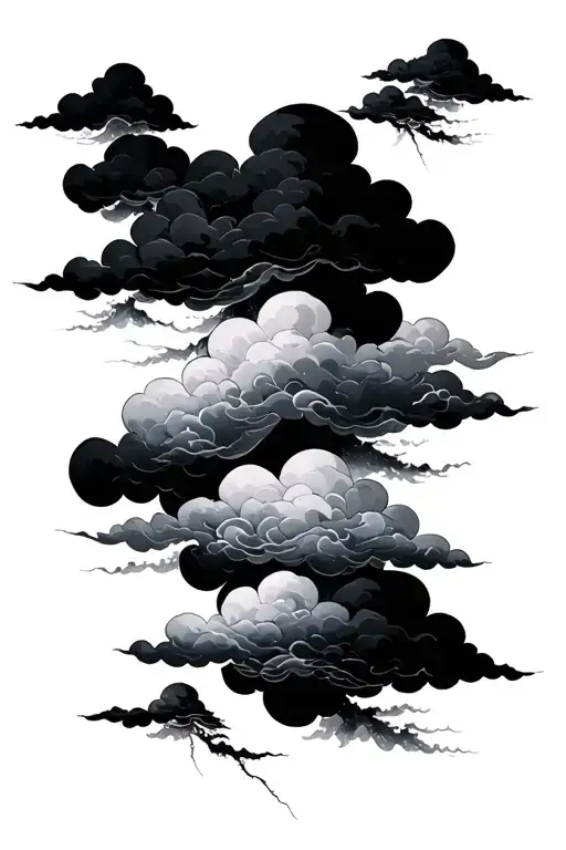 Japanese clouds black tattoo design idea